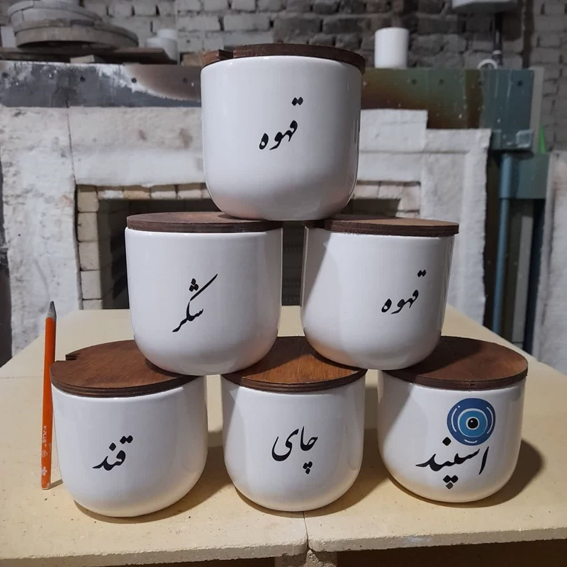 بانکه سرامیکی بزرگ درب چوبی